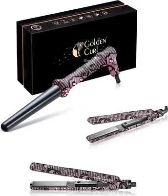 Produktbild von Golden Curl 6 Teiliges Haarglätter & Lockenstab Kit (Spitze)