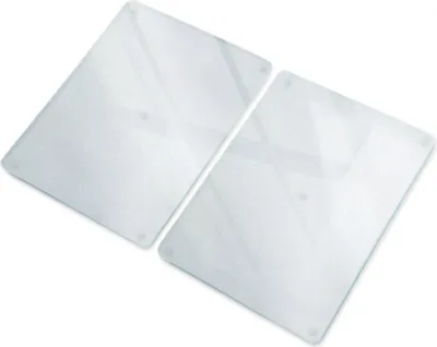 Immagine prodotto di Set da due pannelli per paraschizzi da cucina 40x52 cm - Pannello paraschizzi in vetro per cucina - Vetro temperato (ESG) - Resistente al calore - Antigrasso - Rivestimento murale - Facile da pulire