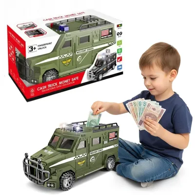 Zdjęcie produktu dla Lebula skarbonka sejf auto ciężarówka ternowa swat światło dźwięk banknoty