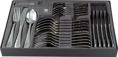 Produktbild von Solex Lena Besteckset 24 teilig für 6 Personen Hammerschlagoptik in Besteckbox
