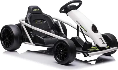 Immagine prodotto di Go-kart elettrico per bambini e ragazzi - Kart a pedali - 24 V - Doppio motore 2×300 W - Fino a 8 km/h - 4 ruote - Bianco