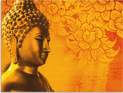 Produktbild von ARTland Wandbild Alu für Innen & Outdoor Buddha Goldstatue - gold Größe: 80x60 cm