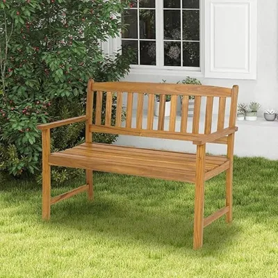 Zdjęcie produktu dla Ławka ogrodowa - Ławka zewnętrzna - Meble ogrodowe - Ławka drewniana - Ławka z drewna akacji - Dwuosobowa - Ergonomiczny design