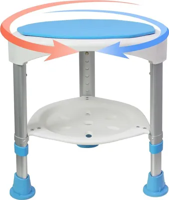 Obrázek produktu pro Sprchová stolička 45-57 cm Výškově nastavitelná sprchová židle Koupelnová stolička 360° otočná sprchová pomůcka Protiskluzové sprchové sedátko z hliníku a plastu, pro starší osoby, těhotné ženy (typ B, s úložným zásobníkem) CEEDIR