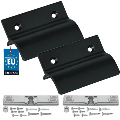 Produktbild von KOTARBAU® 2er Set Balkontürgriff außen Balkontür Schnäpper Terrassentürgriff mit Steg & Schnäpper Fenstergriff zum Aufschrauben Aluminium Schwarz