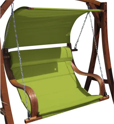 Produktbild von ASS Sitzbank Hängebank für Hollywoodschaukel SEAT MERU GRÜN aus Holz Lärche inkl. Dach (ohne Gestell!!)