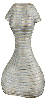 Image de Gilde Vase, modèle "Linea", motif floral, résine, couleur dorée, lot de 2, L. 9 cm, l. 16 cm, H. 30 cm. Référence : 37851. Code EAN : 4063387378519