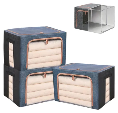 Produktbild von Aufbewahrungsboxen für Kleidung, stapelbares und faltbares Set von 3