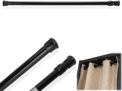 Productafbeelding van Verstelbare douchegordijnstang, 40-70 cm, zwart koolstofstaal, voor in de douche