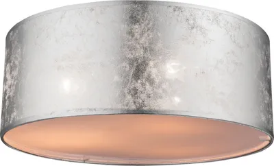 Produktbild von Globo Lighting Deckenleuchte Metall Nickel matt, Kunststoff, Textil silber metallic, Acryl satiniert, ø: 400mm, H: 175mm, exkl. 3x E14 40W 230V