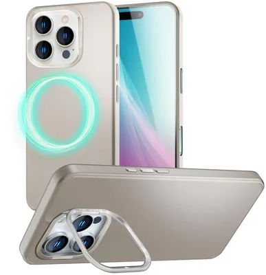 Immagine prodotto di Custodia rigida magnetica NALIA per iPhone 16 Pro Max – Supporto pieghevole per fotocamera – OVERLAND (custodia opaca e compatibile con MagSafe) – Marca di Berlino – Grigio titanio