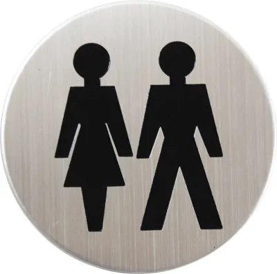 Produktbild von Edelstahl Türschild Damen und Herren 75 mm Hinweisschild Piktogramm