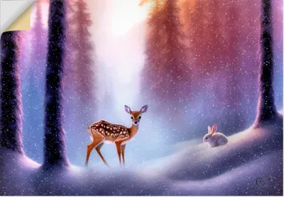 Produktbild von ARTland Wandbild, selbstklebend Freunde im Schnee Größe: 70x50 cm