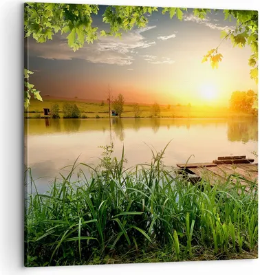 Produktbild von Bild auf Leinwand - Leinwandbild - Brücke See - 60x60cm - Wand Bild - Wanddeko - Wandbilder - Leinwanddruck - Bilder - Kunstdruck - Wanddekoration - Leinwand bilder - Wandkunst - AC60x60-3914