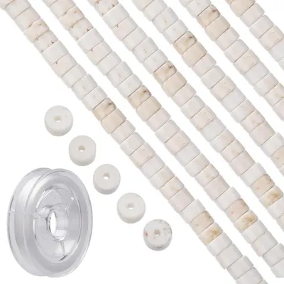 Produktbild von Flache Steinperlen Magnesit 4 mm 167 Stück für Schmuckherstellung DIY