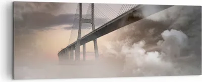 Produktbild von Bild auf Leinwand - Leinwandbild - Brücke Nebel Wasser - 140x50cm - Wand Bild - Wanddeko - Leinwanddruck - Bilder - Kunstdruck - Wanddekoration - Leinwand bilder - Wandkunst - AB140x50-3525