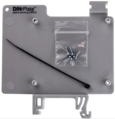Produktbild von DINrPlate DRP2 - Hutschienenhalter für Raspberry Pi, grau