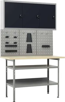 Produktbild von "im Angebot" Werkbank mit 3 Werkzeugwänden und 1 Wandschrank - Werkbänke CC2434