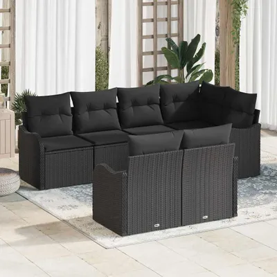 Image de Maison Exclusive - Ensemble de canapé de jardin Noir polyrotin