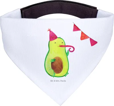 Produktbild von Mr. & Mrs. Panda Bandana Avocado Party - Weiß - Geschenk, Halstuch für Hund, Hunde, Geburtstag, Tuch, Happy Birthday, Hundehalstuch, Avocados
