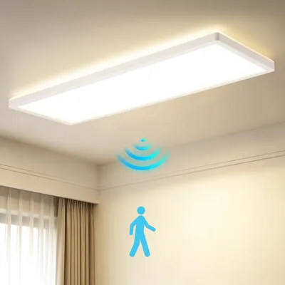 Produktbild von ZMH LED Deckenlampe 58 x 20cm Bewegungsmelder 24W mit Radar Bewegungsmelder Deckenleuchte Dämmerungssensor 120° Erfassungswinkel für Flur Badezimmer