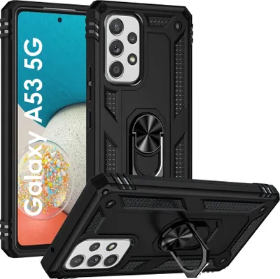 Produktbild von Hülle Schwarz für Samsung Galaxy Galaxy A53 5G - Stoßfester Schutz im Militärstil Robuster Ring 360 Drehbar Phonillico®