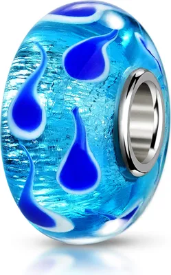Produktbild von MATERIA by Matthias Wagner Glas Bead Element Blau Türkis Glitzerfolie 925 Silber 975