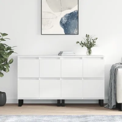 Produktbild von vidaXL Sideboards 2 Stk. Hochglanz-Weiß Holzwerkstoff