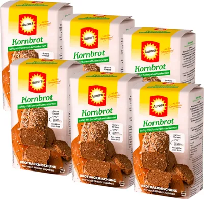 Produktbild von Aurora Kornbrot Backmischung saftig mit Sonnenblumenkernen 500g (6er Pack)