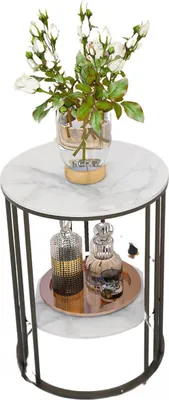 Produktbild von Malito Tavien Beistelltisch – Runder Nesttisch – Marmerlook – 40?cm – Wohnzimmer / Side Table