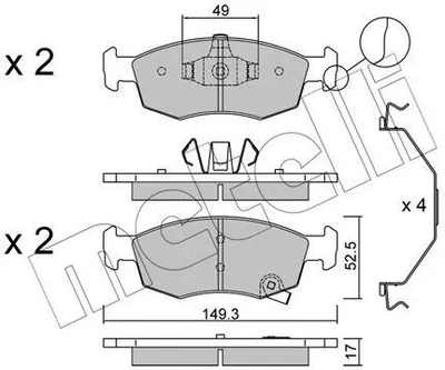 Produktbild von METELLI Bremsbeläge Satz Vorne Bremsklötze für FIAT 500 (312) 22-0274-6
