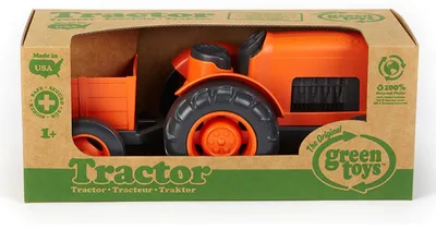 Image de Green Toys tracteur jouet durable orange avec remorque