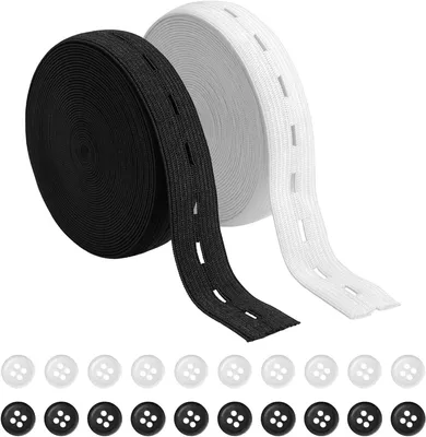 Obrázok produktu pre Elastická gumička so zapínaním na gombík, šírka 15 mm, dĺžka 2 x 8 metrov, vhodná na šitie a pletenie