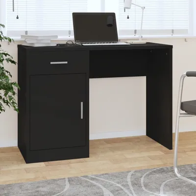 Produktbild von vidaXL Schreibtisch mit Stauraum Schwarz 100x40x73 cm Holzwerkstoff - Schreibtisch - Schreibtische - Bürotisch - Computertisch