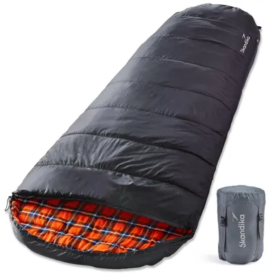 Produktbild von Skandika Schlafsack Vegas Flanell | XXL Mumienschlafsack mit Flanell Baumwoll oder PolyBaumwolle Innenfutter für Erwachsene, koppelbar, 3 Jahreszeiten