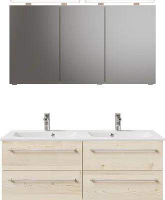 Produktbild von PELIPAL Serie 6025 SET-045-120 Block bestehend aus: Waschtisch, Waschtischunterschrank, Spiegelschrank  / 132cm
