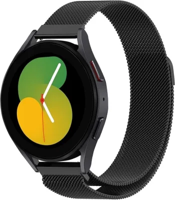 Produktbild von Strap-it Milanese Armband - Kompatibel mit Samsung Galaxy Watch 5 Armband 40mm Edelstahl Armband mit Magnetverschluss - Ersatzarmband - Hochwertiges Material - für Smartwatch 20mm Armband Schwarz