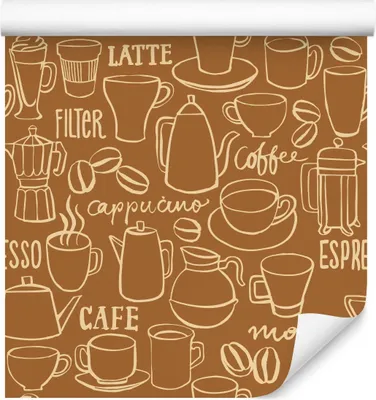 Immagine prodotto di 10m VLIES WALLPAPER rotolo sala da pranzo caffè in grani tazze tazzine XXL