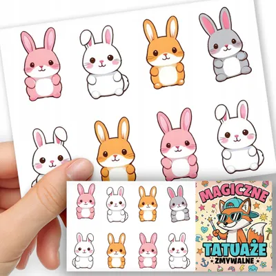 Produktbild von ABWASCHBARE KINDERTATTOOS TEMPORAER - Tiere Hase - 8 St.