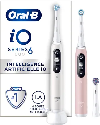 Produktbild von Oral-B iO Elektrische Zahnbürsten, Weiß und Rosa, 6 Stück Doppelpack