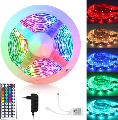 Produktbild von Jayseuw 5M LED Streifen LED Strip Lichtstreifen RGB Band Leiste SMD5050 Weihnachten Party Bar Lichtband Lichtleiste Beleuchtung 44 Tasten Fernbedienung