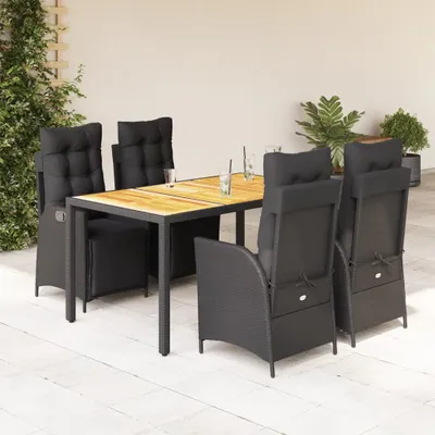 Produktbild von Möbel 5-tlg. Garten-Essgruppe mit Kissen Schwarz Poly Rattan - Gartenmöbelgarnituren 3213340