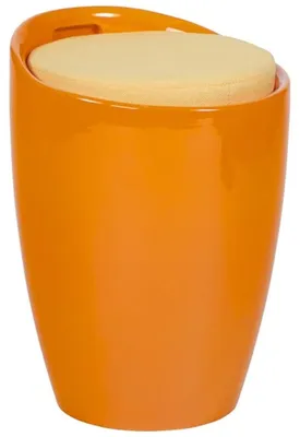 Immagine prodotto di Sgabello di design Casa Padrino arancione con cuscino di seduta e vano portaoggetti sotto la seduta
