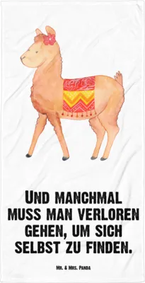 Produktbild von Mr. & Mrs. Panda Strandtuch Alpaka Stolz - Weiß - Geschenk, Frotteehandtuch, Duschtuch, Duschhandtuch, Badehandtuch, Lama, Handtuch