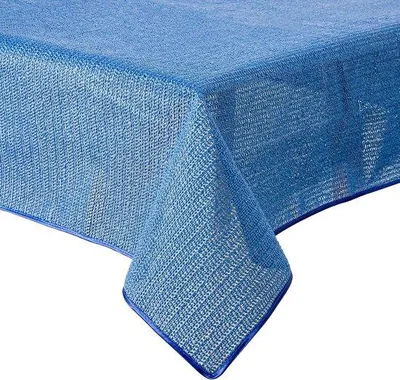 Image de Housse de table d'extérieur antidérapante et résistante aux intempéries - Forme ronde - Bleu - Diamètre 160 cm