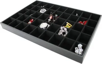 Produktbild von Vorlagebrett Schmuckkasten Schmucklade Schmuckdisplay Schaukasten mit 45 Fächer schwarz