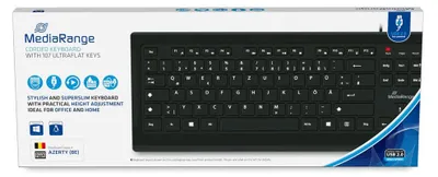 Produktbild von MediaRange Tastatur kabelgeb. ultraflachen Tasten (BE) sw