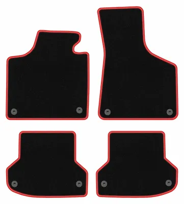 Obrázek produktu pro Velurové autokoberce pro: Audi A3 8P 2003-2011 (hatchback/Sportback/kabriolet) – sada 4 ks, černo-červené, na míru – Wielganizator CARLUX