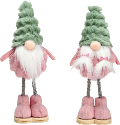 Produktbild von Wichtel Dekofiguren 2er Textil Weihnachtsfiguren Grün, Pink 18 cm
