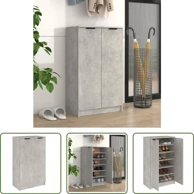 Produktbild von The Living Store Schuhschrank Betongrau 59x35x100 cm Holzwerkstoff